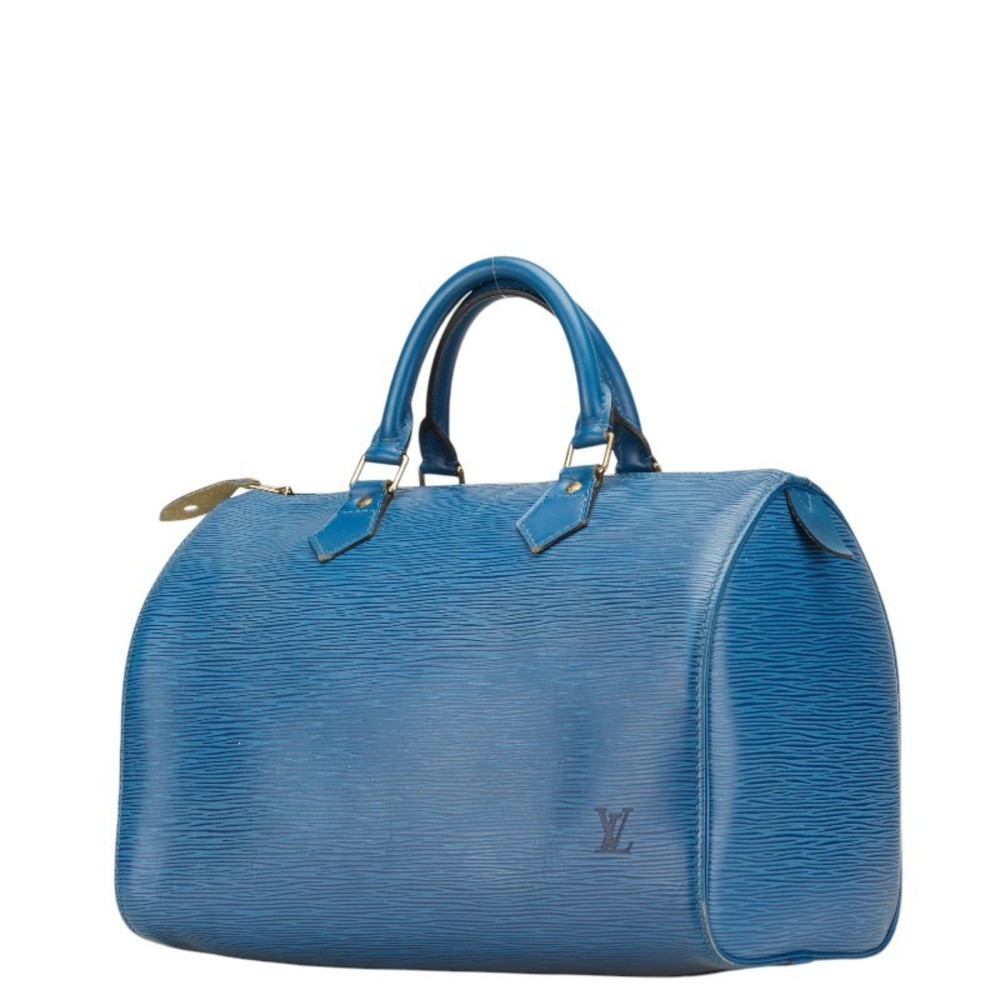 Louis Vuitton Toledo Handbag Boston Bag Leather Blue Speedy Epi